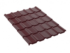 Металлочерепица Нарочанка, 0,5 мм, 350х19 RAL 3005 винно красный