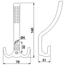 Крючок 3-х рожковый перфо 8021 А хром (Китай)