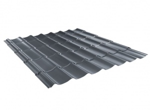 Металлочерепица Супермонтеррей, 0,50 мм, 350*21 RAL 7011 стальной серый глянец