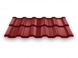 Модульная металлочерепица Вилейская волна, 0,45 мм, 350*30 RAL 3011 коричнево красный глянец