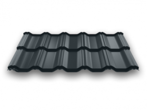 Модульная металлочерепица Вилейская волна матовая, 0,50 мм, 350*30 RAL 7011 стальной серый бархат