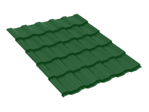 Металлочерепица Вилейская волна, 0,45 мм, 350*30 RAL 6002 зеленый лист глянец