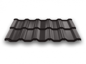 Модульная металлочерепица Вилейская волна, толщина 0,45, 350*30 RAL 8019 серо коричневый мат