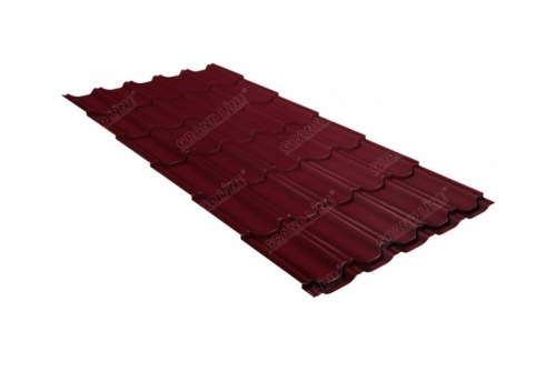 Металлочерепица Grand Line Kvinta plus 0,45 PE RAL 3005 (винно красный) фото 1