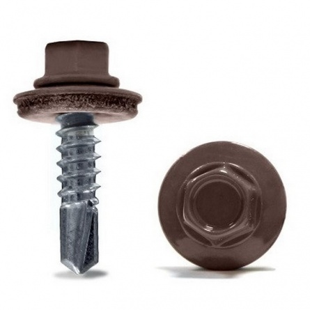 Саморез кровельный 5,5х19,с шайбой,RAL8017 фото 1