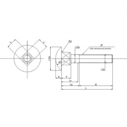 Болт мебельный М10х100, цинк, DIN 603 фото 1