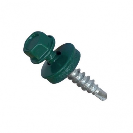 Саморез кровельный 4,8х29,с шайбой,RAL 6005 фото 1