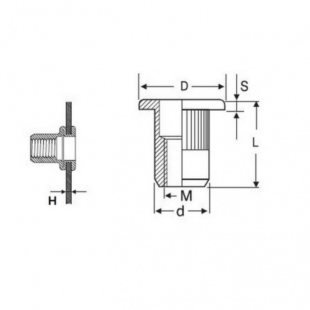 Заклепка резьбовая М8х16,цинк,потайной бортик фото 1