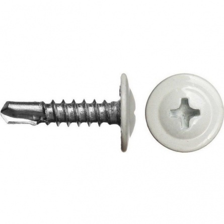 Саморез с прессшайбой 4,2х16, со сверлом, RAL 9003 фото 1