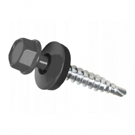 Саморез кровельный 4,8х29,с шайбой,RAL7024 фото 1