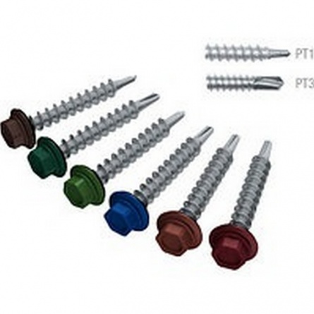 Саморез кровельный коньковый 4,8х70, с шайбой EPDM, RAL 1015 фото 1