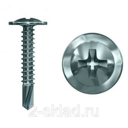 Саморез с прессшайбой 4,2х57, сверло, цинк фото 1