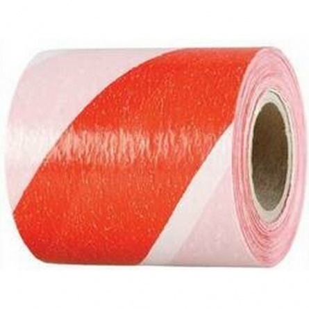 Лента сигнальная красно-белая 75мм х 100м/Польша/ фото 1