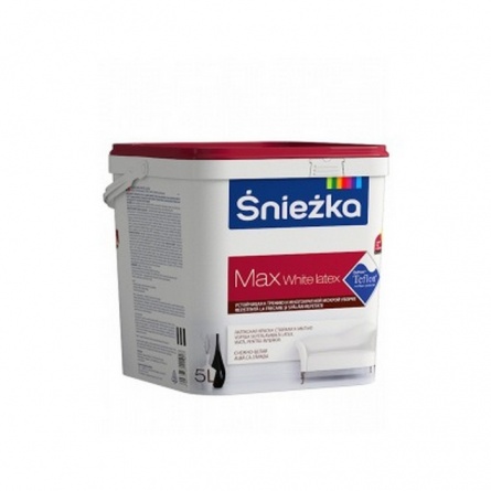 Краска для внутренних работ Sniezka Мax Latex латексная белая, 5л фото 1