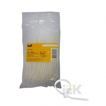 Хомут 2,5х100 нейлон белый (100шт) ИЭК фото 1