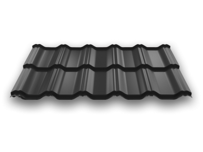 Модульная металлочерепица Вилейская волна, 0,45 мм, 350*25 RAL 9005 чёрная смородина мат фото 1