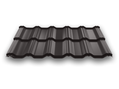 Модульная металлочерепица Вилейская волна, 0,45 мм, 350*25 RAL 8019 серо коричневый мат фото 1