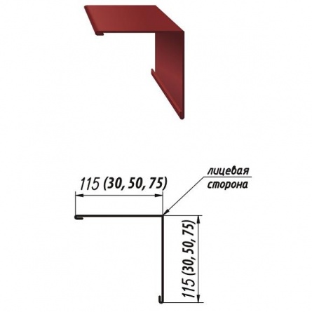 Планка угла наружного 75*75*2000 /0,5-Цинк фото 1