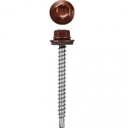 Саморез кровельный коньковый 4,8х70, с шайбой EPDM, RAL 3005 фото 1