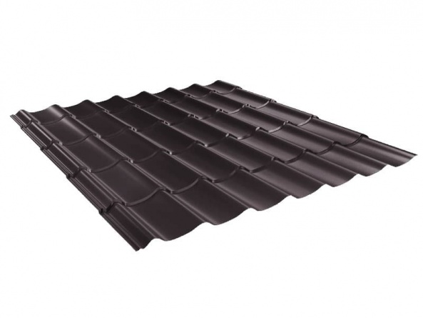 Металлочерепица Монтеррей, 0,45 мм толщина RAL 8019 серо коричневый глянец фото 1