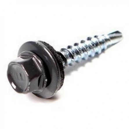 Саморез кровельный 5,5х19,с шайбой,RAL7024 фото 1