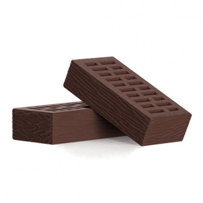 Кирпич лицевой пустотелый одинарный КЛПО-150 рельеф РИФ темно коричневый фото 1