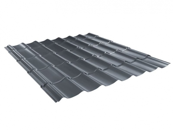 Металлочерепица Монтеррей, 0,5 мм RAL 7011 стальной серый глянец фото 1