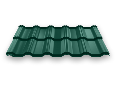 Модульная металлочерепица Вилейская волна, 0,50 мм, 350*30 RAL 6005 зелёный мох шёлк фото 1