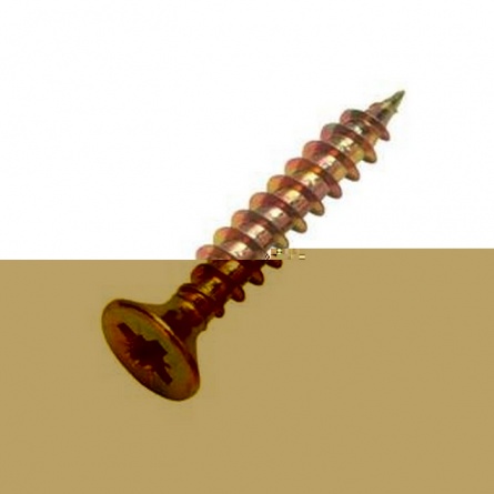 Саморез универсальный 6,0х60, потай, желтый, цинк фото 1