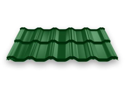 Модульная металлочерепица Вилейская волна, 0,50 мм, 350*20 мм RAL 6002 зеленый лист глянец фото 1