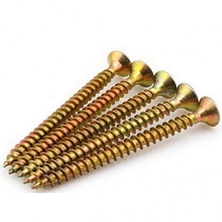 Саморез универсальный 4,5х80, потай, желтый, цинк фото 1