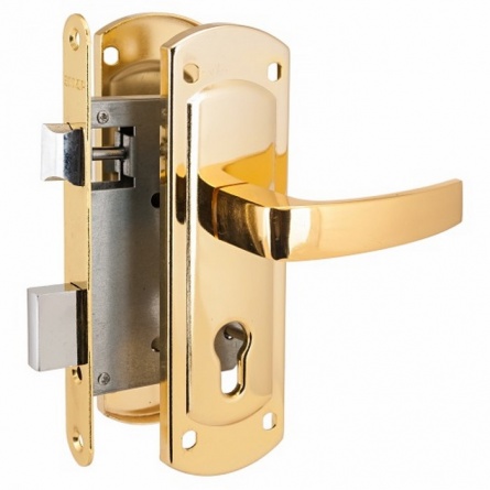 Замок врезной Аллюр ЗВ4-55А GP латунь 55 мм без ц/мех (Китай) фото 1