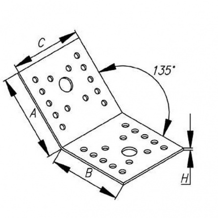 Уголок крепежный стропильный 135гр. 70х70х55 фото 1