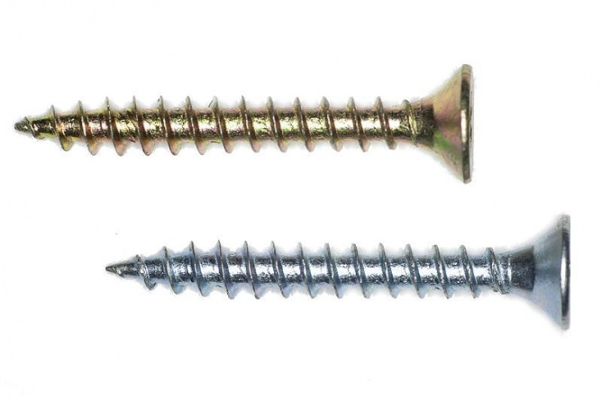 Саморез универсальный 3,5х40, потай, желтый, цинк фото 1