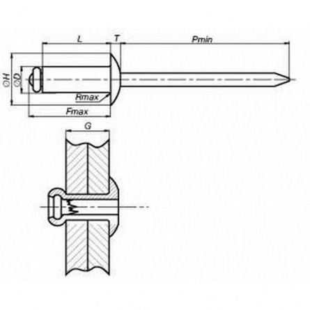 Заклепка вытяжная алюминий/сталь ф4,0х10 фото 1