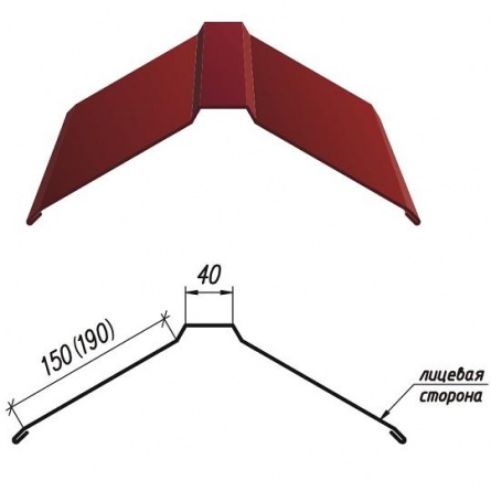 Конёк плоский 190*190*2000 0,5-Цинк фото 1