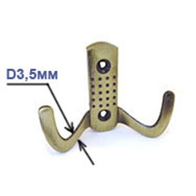 Крючок 2-х рожковый перфо 8020 А хром (Китай) фото 1