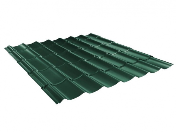 Металлочерепица Супермонтеррей, 0,50 мм, 350*21 RAL 6005 зелёный мох бархат мат фото 1