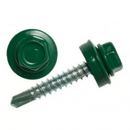 Саморез кровельный 4,8х70,с шайбой,RAL6005 фото 1